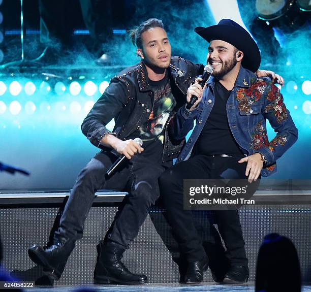 Prince Royce and Gerardo Ortiz perform onstage during the 17th Annual Latin Grammy Awards held at T-Mobile Arena on November 17, 2016 in Las Vegas,...
