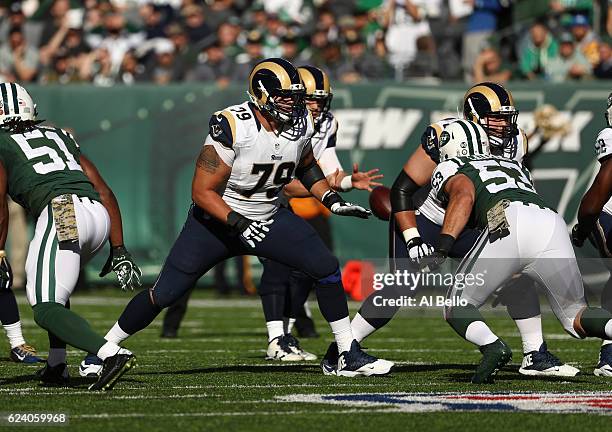 Rob Havenstein of the Los Angeles Rams in action against the New York Jets at MetLife Stadium on November 13, 2016 in East Rutherford, New Jersey.