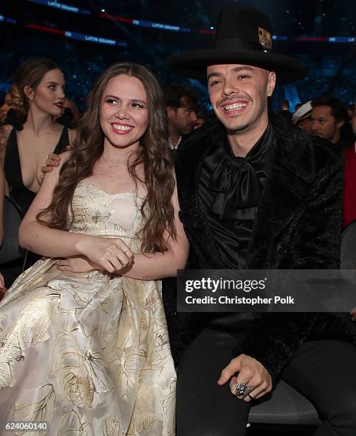 Joy Huerta and Jesse Huerta of Jesse & Joy attend The 17th Annual Latin Grammy Awards at T-Mobile Arena on November 17, 2016 in Las Vegas, Nevada.