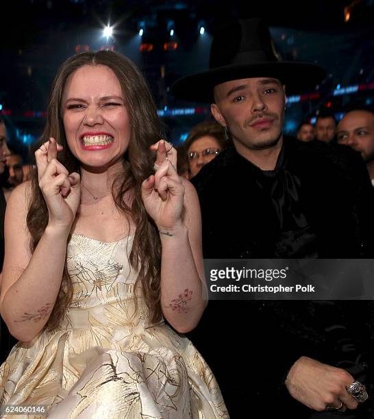 Joy Huerta and Jesse Huerta of Jesse & Joy attend The 17th Annual Latin Grammy Awards at T-Mobile Arena on November 17, 2016 in Las Vegas, Nevada.