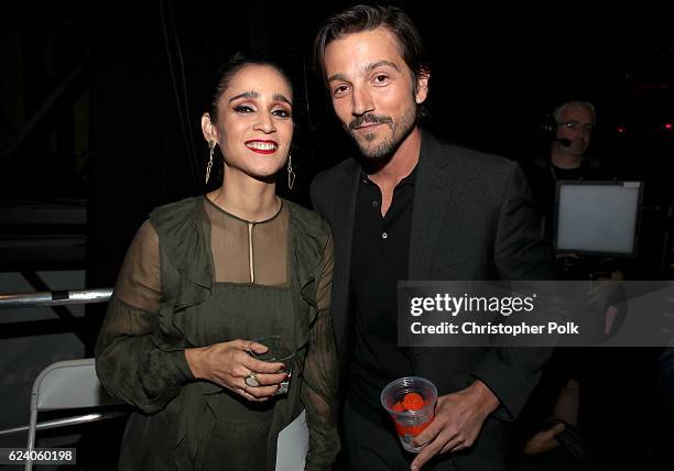 Reccording Julieta Venegas and actor Diego Luna attend The 17th Annual Latin Grammy Awards at T-Mobile Arena on November 17, 2016 in Las Vegas,...