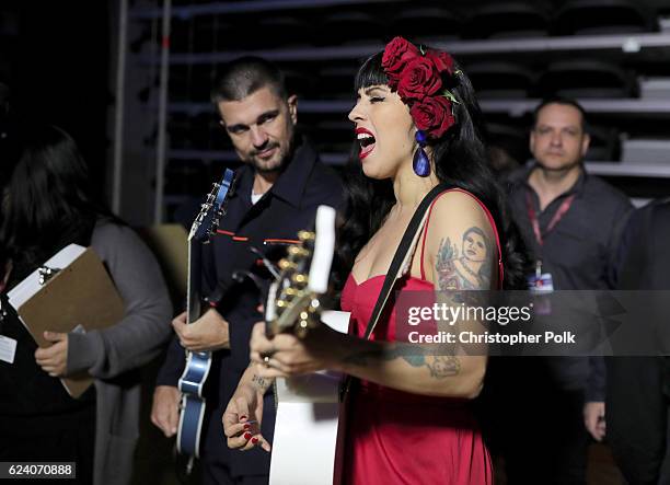 Juanes and Mon Laferte attend The 17th Annual Latin Grammy Awards at T-Mobile Arena on November 17, 2016 in Las Vegas, Nevada.