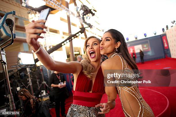 Model/tv personality Daniela di Giacomo takes a selfie with model Alejandra Espinoza at The 17th Annual Latin Grammy Awards at T-Mobile Arena on...