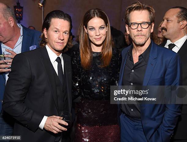 Actors Mark Wahlberg, Michelle Monaghan, and Kevin Bacon attend the after party for the premiere of "Patriots Day" at AFI Fest 2016, presented by...