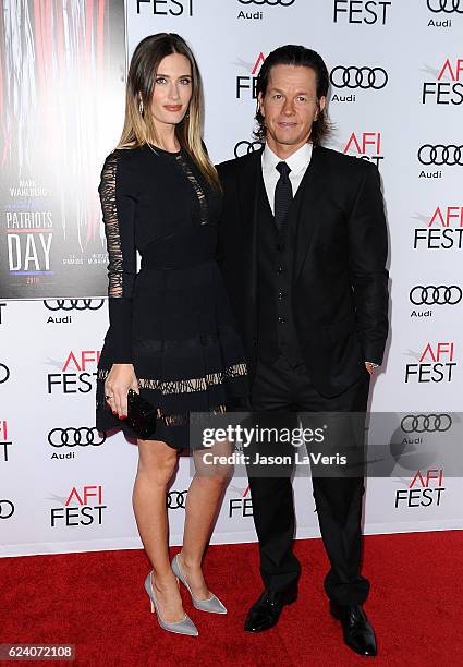 Actor Mark Wahlberg and wife Rhea Durham attend the closing night gala screening of "Patriots Day" at the 2016 AFI Fest at TCL Chinese Theatre on...