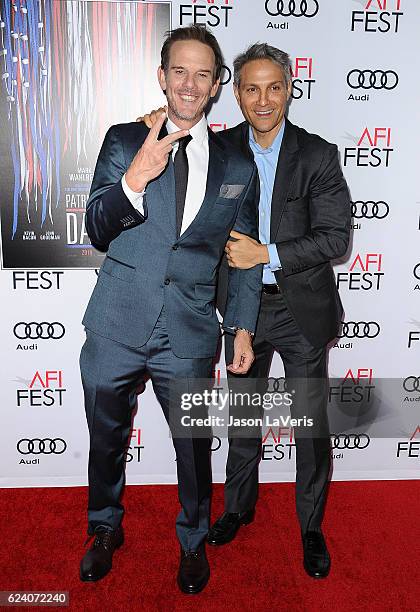 Director Peter Berg and Ari Emanuel attend the closing night gala screening of "Patriots Day" at the 2016 AFI Fest at TCL Chinese Theatre on November...