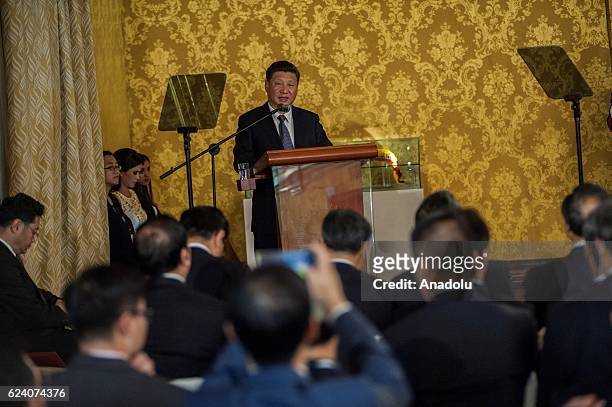 President of China Xi Jinping and Ecuadorian President Rafael Correa hold a press conference after their meeting at the Carondelet Palace in Quito,...