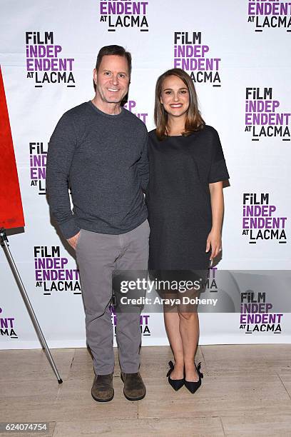 Mickey Liddell and Natalie Portman attend the Film Independent at LACMA hosts "Jackie" Screening and Q&A event at LACMA on November 17, 2016 in Los...