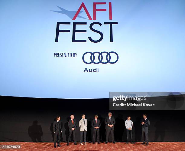 Actor/producer Mark Wahlberg, Sergeant Jeffrey J. Pugliese, Boston Marathon bombing survivor Patrick Downes, Special Agent in Charge of the FBI's...
