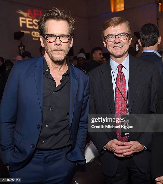 Actor Kevin Bacon and Special Agent in Charge of the FBI's Boston Division Richard DesLauriers attend the after party for the premiere of "Patriots...