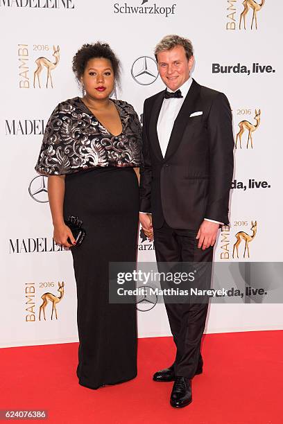 Devid Striesow and Francine Striesow arrive at the Bambi Awards 2016 at Stage Theater on November 17, 2016 in Berlin, Germany.