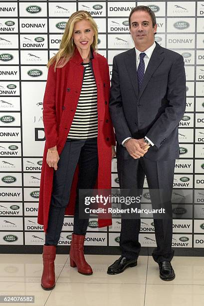 Judit Masco and Jose Luis Huguet pose during a photocall for the new Jaguar Land Rover Donnay space inauguration on November 17, 2016 in Barcelona,...