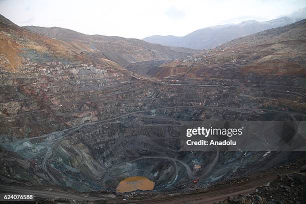 Search and rescue team work at the disaster site after a landslide that caused a collapse at a private "Madenkoy copper mine" in Turkey's...