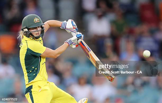Ellyse Perry of the Australian Southern Stars bats during the women's one day international match between the Australian Southern Stars and South...