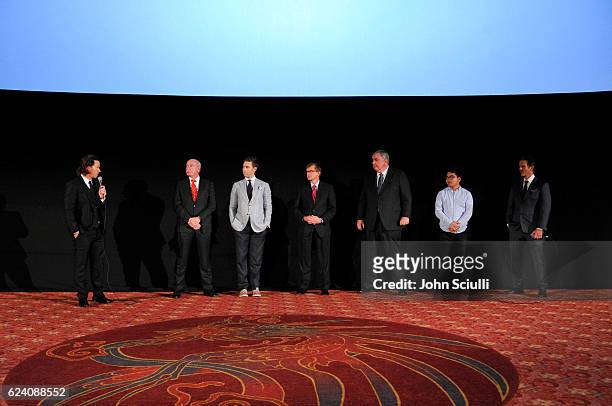 Actor/producer Mark Wahlberg, Sergeant Jeffrey J. Pugliese, Boston Marathon bombing survivor Patrick Downes, Special Agent in Charge of the FBI's...
