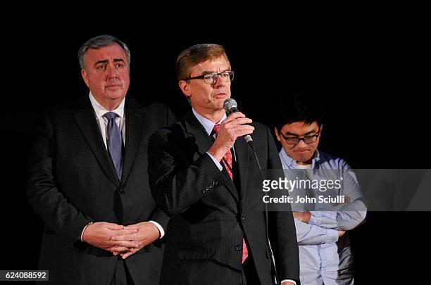 Former Police Commissioner Edward F. Davis, Special Agent in Charge of the FBI's Boston Division Richard DesLauriers and Danny Meng attend the AFI...