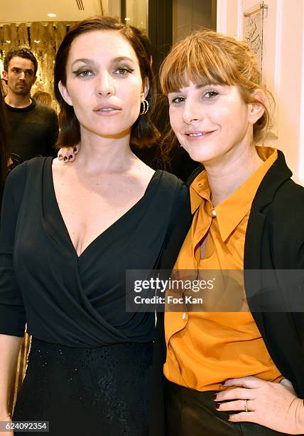 Actress singer Josephine de La Baume from Singtank band and DJ Cecile Togni from The Putafranges band attend the Pronovias Paris Flagship Launch...