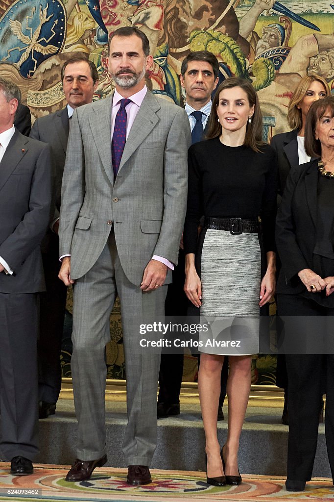 Spanish Royals Receives TVE Members At Zarzuela Palace