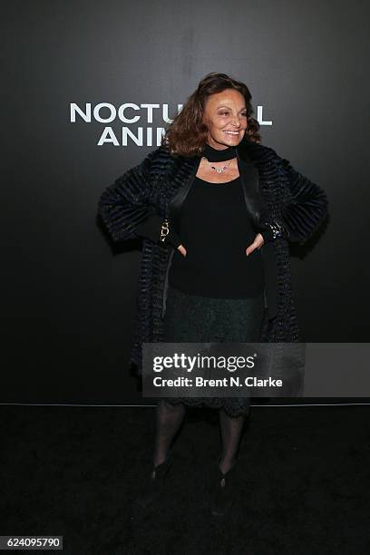 Designer Diane von Furstenberg attends the "Nocturnal Animals" New York premiere held at The Paris Theatre on November 17, 2016 in New York City.