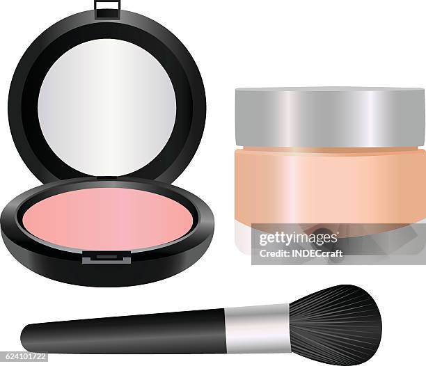 concealer with makeup brush - makeup foundation stock illustrations