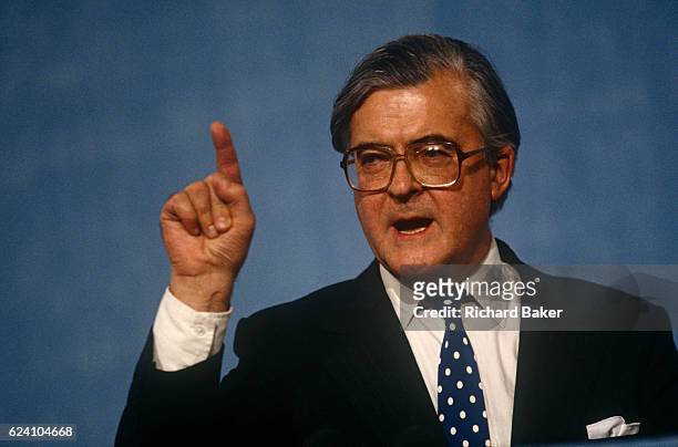Home Secretary and Conservative MP, Kenneth Baker at the Conservative party conference on 11th October 1991 in Blackpool, England.