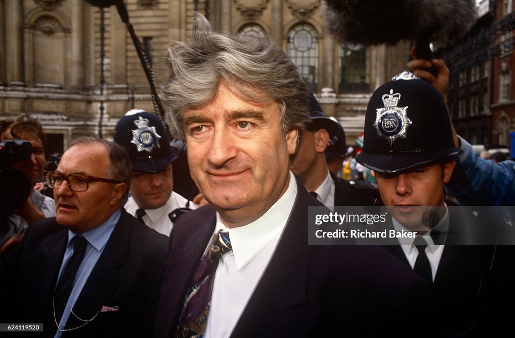 Serb Politician Radovan Karadzic At The Yugoslav Peace Conference On serb-politician-radovan-karadzic-at-the-yugoslav-peace-conference-on