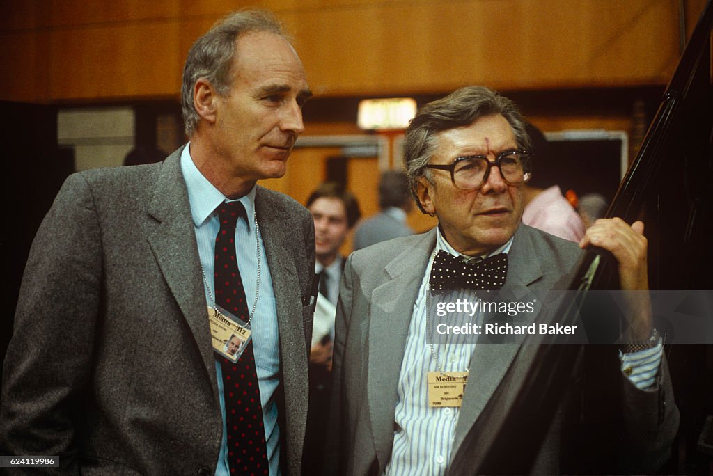 BBC Broadcasters Peter Snow And Sir Robin Day At 1989 Labour Conference