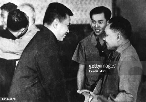 Pol Pot meets Deng Xiao Ping in Beijing, China, in 1974.