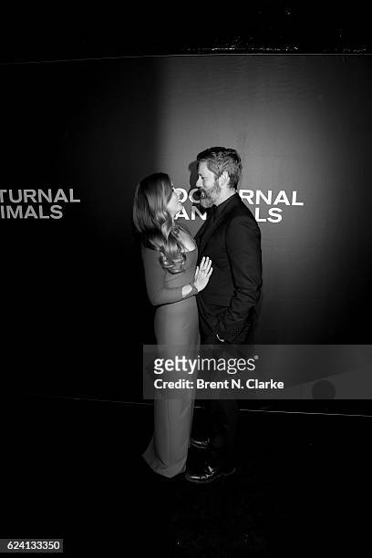Actress Amy Adams and actor Darren Le Gallo attend the "Nocturnal Animals" New York premiere held at The Paris Theatre on November 17, 2016 in New...