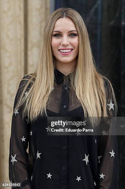 Singer Edurne Garcia presents the spanish Air Force charity calendar at spanish Air Force headquarters on November 18, 2016 in Madrid, Spain.