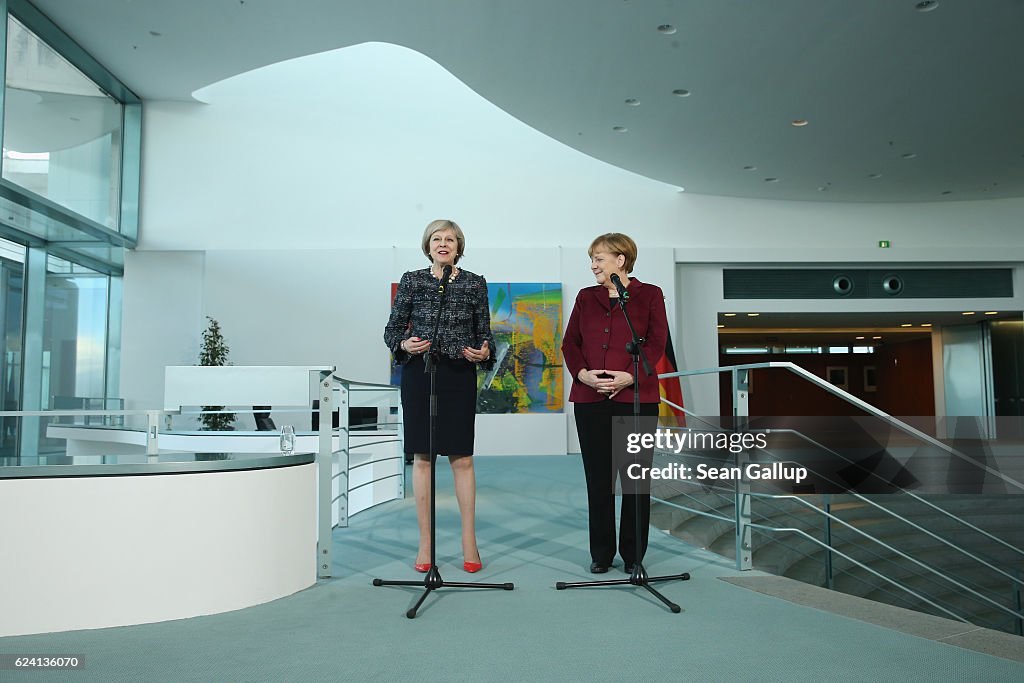 Angela Merkel And Theresa May Give Statements Following Talks