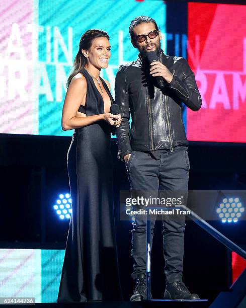 Kany Garcia and Draco Rosa speak onstage during the 17th Annual Latin Grammy Awards held at T-Mobile Arena on November 17, 2016 in Las Vegas, Nevada.