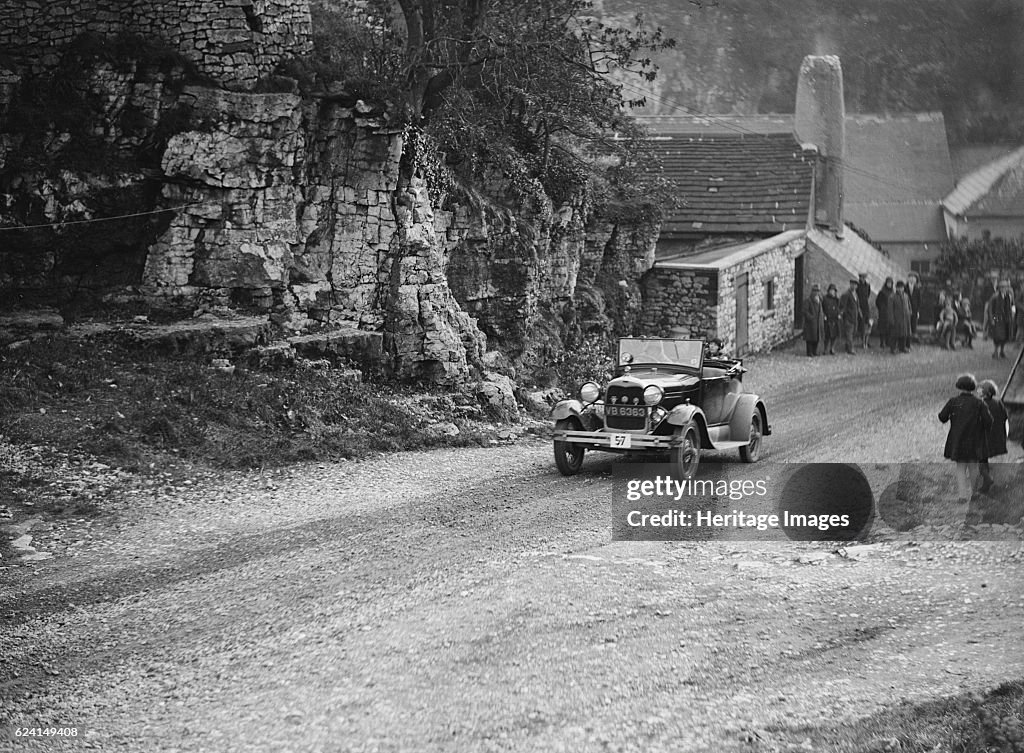 Ford Model A of FH Grain competing in the MCC Sporting Trial, Litton Slack, Derbyshire, 1930