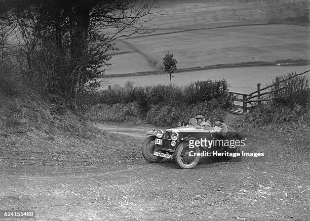 Of AJ Milburn competing in the MG Car Club Midland Centre Trial, 1938. Artist: Bill Brunell.MG J2 1933 847 cc. Vehicle Reg. No. OC3569. Event Entry...