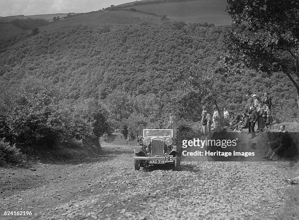 British Salmson competing in the Mid Surrey AC Barnstaple Trial, Beggars Roost, Devon, 1934. Artist: Bill Brunell.British Salmson 1933 1471 cc....