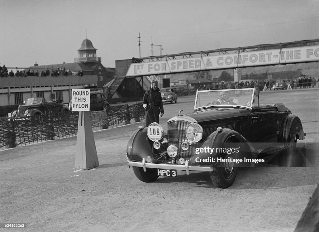 Bentley 4-seater tourer of GG Wood competing in the JCC Rally, Brooklands, Surrey, 1939