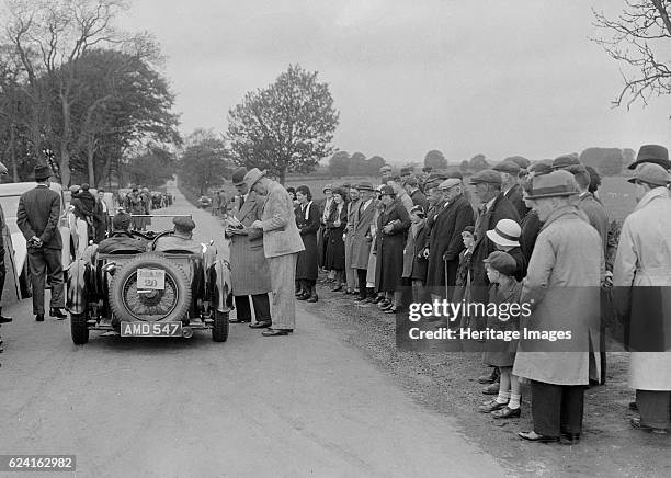 Aston Martin of JJ Boyd-Harvey at the RSAC Scottish Rally, 1934. Artist: Bill Brunell.Aston Martin 1933 1493 cc. Vehicle Reg. No. AMD547. Event Entry...