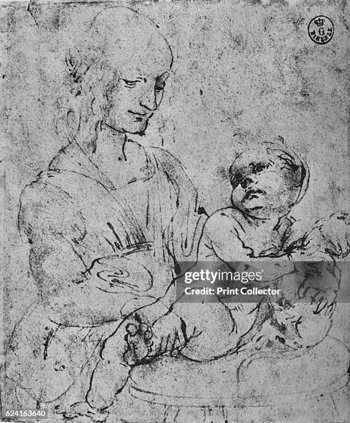 Madonna and Child with a Cat', 1478-1480 . The drawing is held by the Galleria degli Uffizi, Florence. From The Drawings of Leonardo da Vinci....
