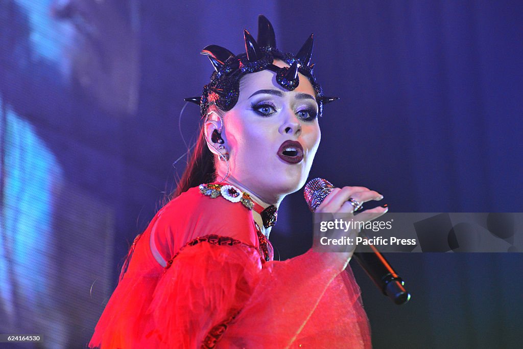 Singer Julia Sanina the lead singer of Hardkiss during the...