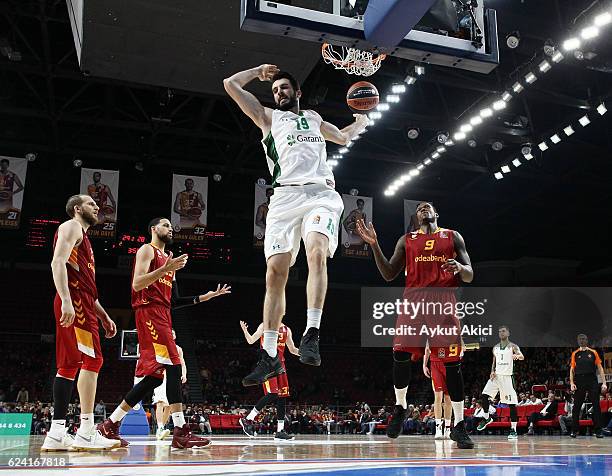 Furkan Aldemir, #19 of Darussafaka Dogus Istanbul in action during the 2016/2017 Turkish Airlines EuroLeague Regular Season Round 8 game between...