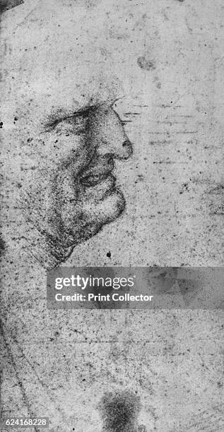 Profile of a Man with Clenched Teeth', c1480 . From The Drawings of Leonardo da Vinci. [Reynal & Hitchcock, New York, 1945]. Artist Leonardo da Vinci.