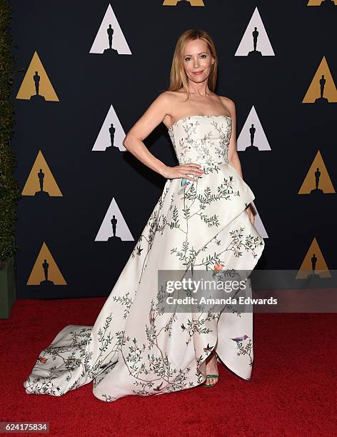 Actress Leslie Mann arrives at the Academy of Motion Picture Arts and Sciences' 8th Annual Governors Awards at The Ray Dolby Ballroom at Hollywood &...