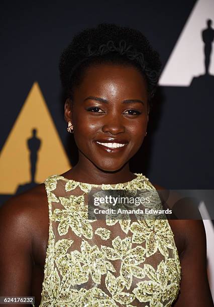 Actress Lupita Nyong'o arrives at the Academy of Motion Picture Arts and Sciences' 8th Annual Governors Awards at The Ray Dolby Ballroom at Hollywood...