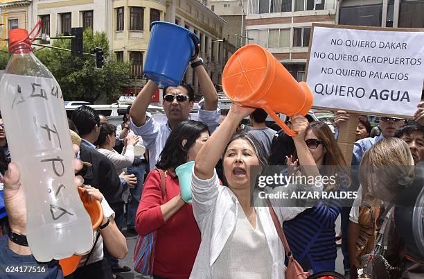 People demand Bolivian President Evo Morales to remove Environment and Water Minister Alexandra Moreira and find a solution to the water shortage...