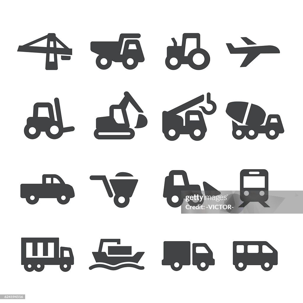 Mode of Transport and Construction Icons - Acme Series