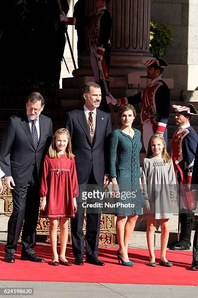 King Felipe VI of spain, Queen Letizia of Spain andd their daughters Princess Leonor and Princess Sofia will attend 12th Legislative Course...