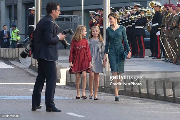 King Felipe VI of spain, Queen Letizia of Spain andd their daughters Princess Leonor and Princess Sofia will attend 12th Legislative Course...