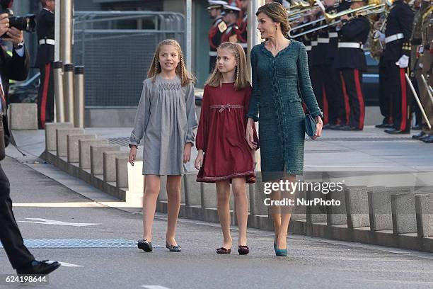 King Felipe VI of spain, Queen Letizia of Spain andd their daughters Princess Leonor and Princess Sofia will attend 12th Legislative Course...