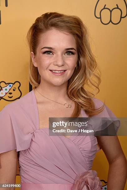 Lorna Fitzgerald shows support for BBC Children in Need at Elstree Studios on November 18, 2016 in Borehamwood, United Kingdom.