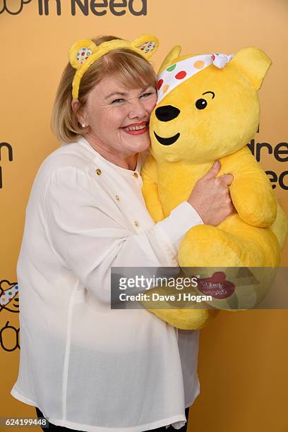 Annette Badland shows support for BBC Children in Need at Elstree Studios on November 18, 2016 in Borehamwood, United Kingdom.